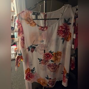 Iz Byer Floral Blouse - White, Pink, and Yellow